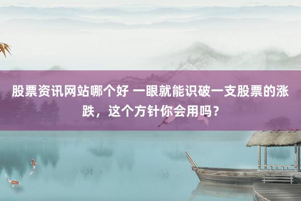 股票资讯网站哪个好 一眼就能识破一支股票的涨跌，这个方针你会用吗？