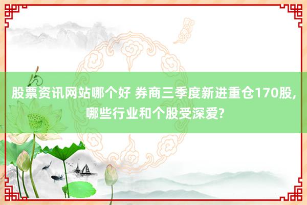 股票资讯网站哪个好 券商三季度新进重仓170股, 哪些行业和个股受深爱?