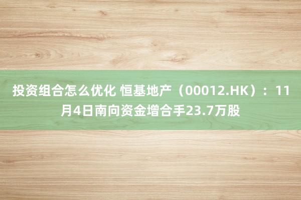 投资组合怎么优化 恒基地产（00012.HK）：11月4日南向资金增合手23.7万股