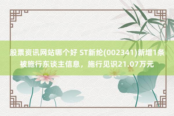 股票资讯网站哪个好 ST新纶(002341)新增1条被施行东谈主信息，施行见识21.07万元