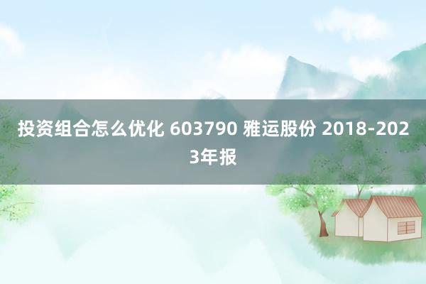 投资组合怎么优化 603790 雅运股份 2018-2023年报