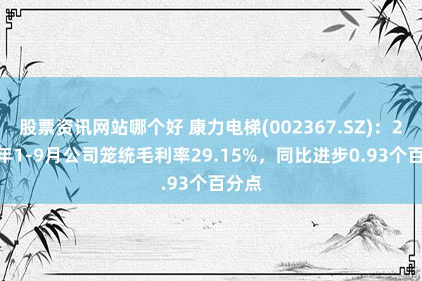 股票资讯网站哪个好 康力电梯(002367.SZ)：2024年1-9月公司笼统毛利率29.15%，同比进步0.93个百分点