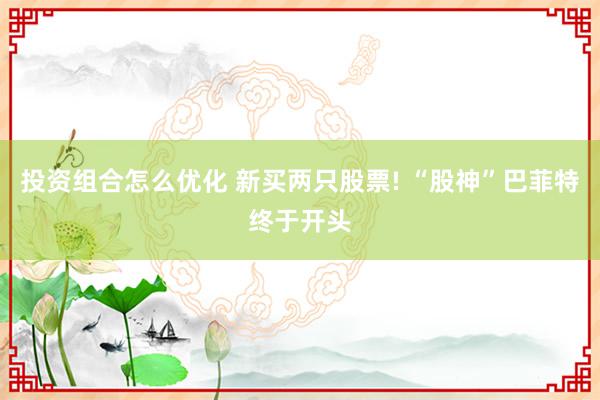 投资组合怎么优化 新买两只股票! “股神”巴菲特终于开头