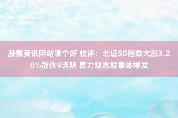 股票资讯网站哪个好 收评：北证50指数大涨3.28%散伙9连阴 算力观念股集体爆发