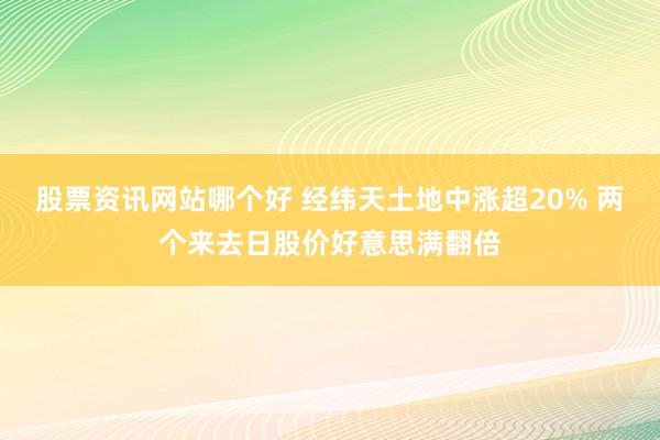 股票资讯网站哪个好 经纬天土地中涨超20% 两个来去日股价好意思满翻倍