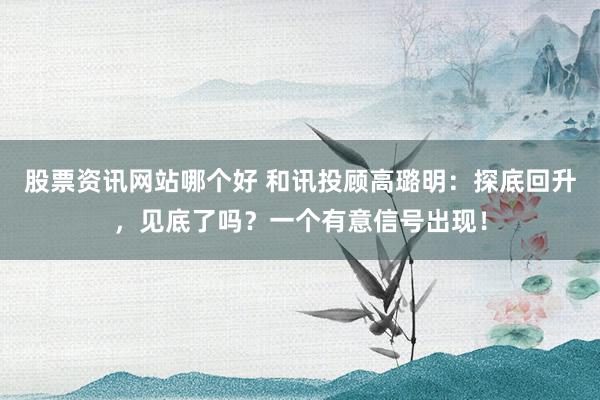 股票资讯网站哪个好 和讯投顾高璐明：探底回升，见底了吗？一个有意信号出现！