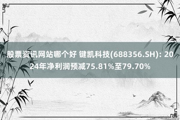 股票资讯网站哪个好 键凯科技(688356.SH): 2024年净利润预减75.81%至79.70%