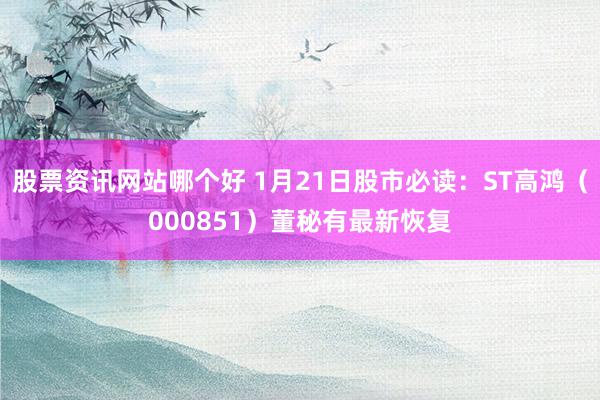 股票资讯网站哪个好 1月21日股市必读：ST高鸿（000851）董秘有最新恢复