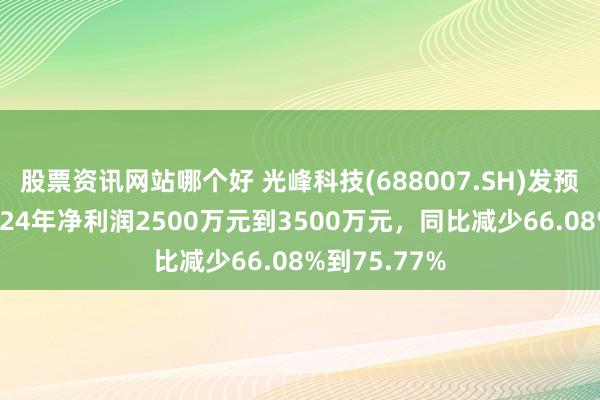 股票资讯网站哪个好 光峰科技(688007.SH)发预减，展望2024年净利润2500万元到3500万元，同比减少66.08%到75.77%