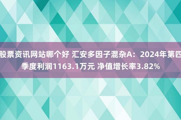 股票资讯网站哪个好 汇安多因子混杂A：2024年第四季度利润1163.1万元 净值增长率3.82%