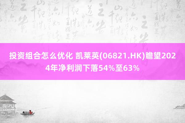 投资组合怎么优化 凯莱英(06821.HK)瞻望2024年净利润下落54%至63%