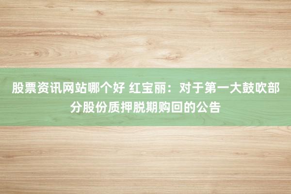 股票资讯网站哪个好 红宝丽：对于第一大鼓吹部分股份质押脱期购回的公告