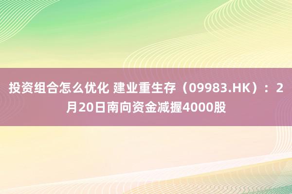 投资组合怎么优化 建业重生存（09983.HK）：2月20日南向资金减握4000股