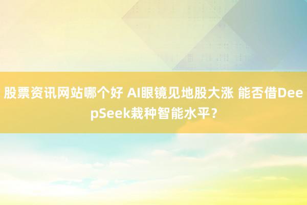 股票资讯网站哪个好 AI眼镜见地股大涨 能否借DeepSeek栽种智能水平？