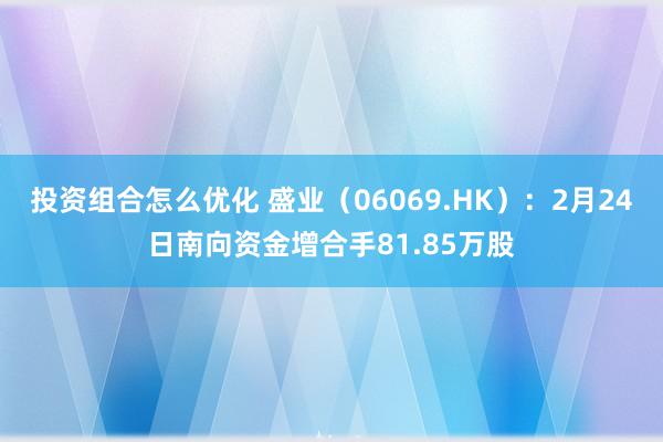 投资组合怎么优化 盛业（06069.HK）：2月24日南向资金增合手81.85万股