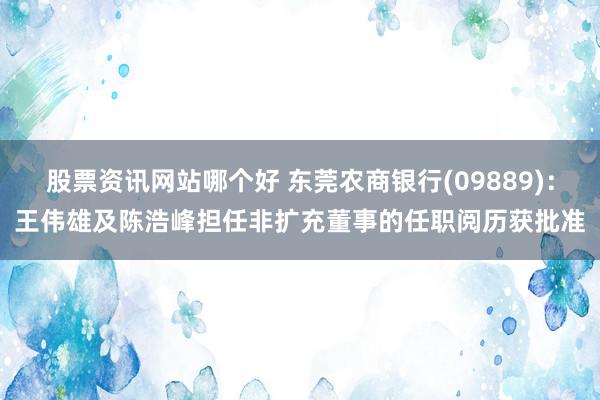 股票资讯网站哪个好 东莞农商银行(09889)：王伟雄及陈浩峰担任非扩充董事的任职阅历获批准