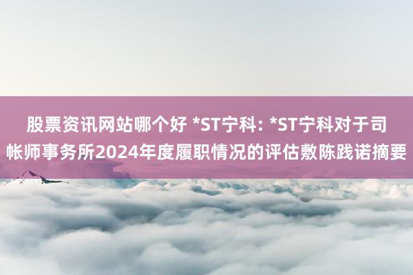 股票资讯网站哪个好 *ST宁科: *ST宁科对于司帐师事务所2024年度履职情况的评估敷陈践诺摘要